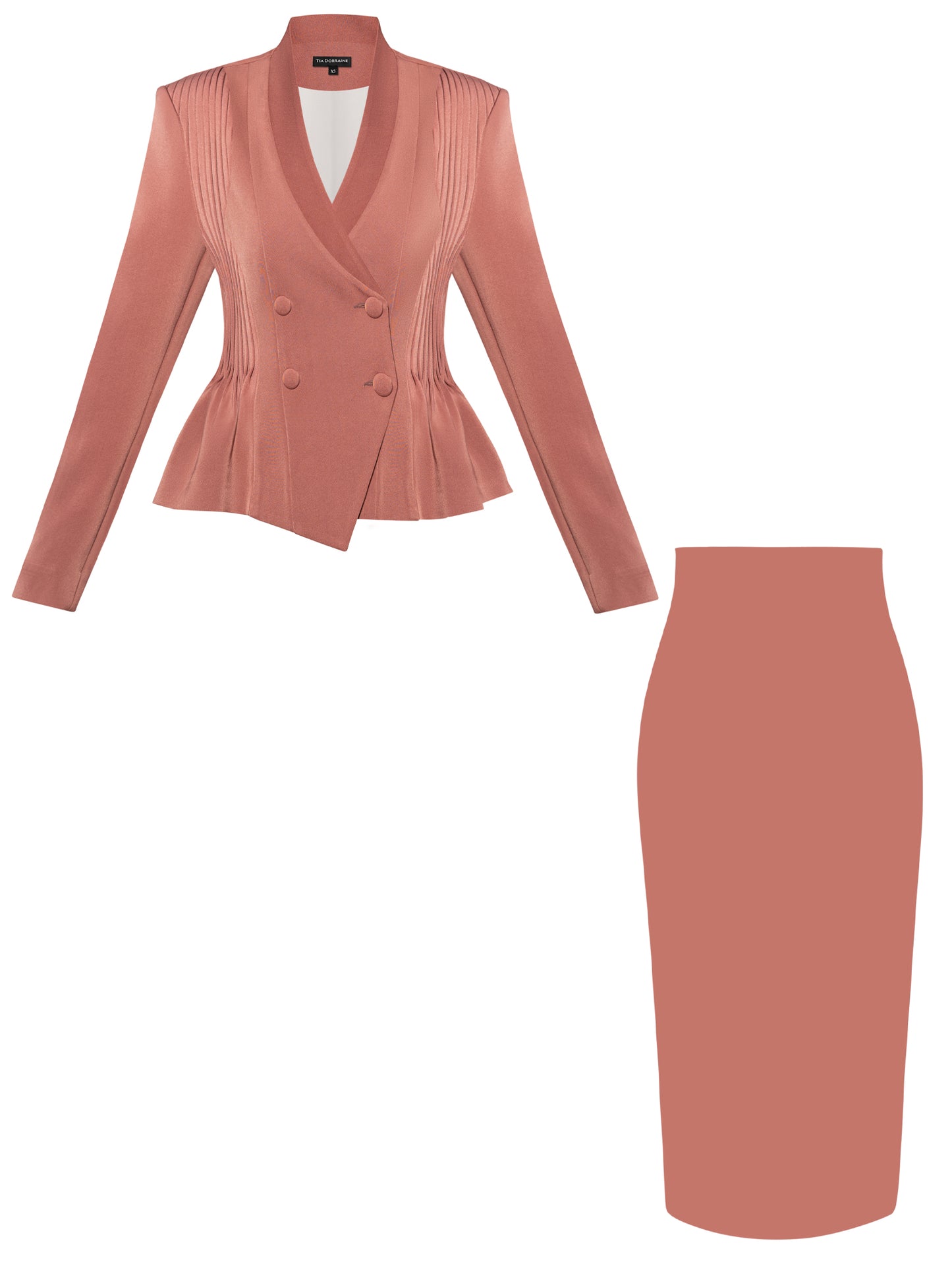 Double-Breasted Blazer & Skirt Suit - Dusty Rose