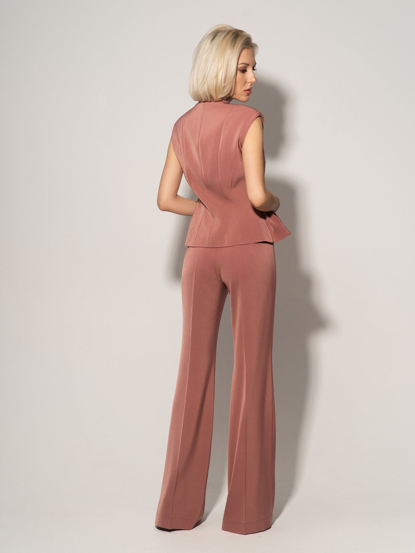 Double-Breasted Waistcoat & Trousers Set - Dusty Rose