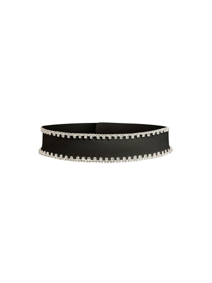 Crystal-Embellished Double Belt - Black