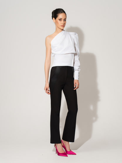 Double Identity One-Shoulder Poplin Shirt
