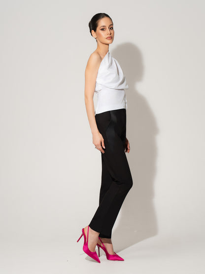 Double Identity One-Shoulder Poplin Shirt