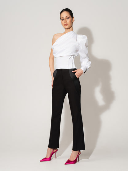 Double Identity One-Shoulder Poplin Shirt