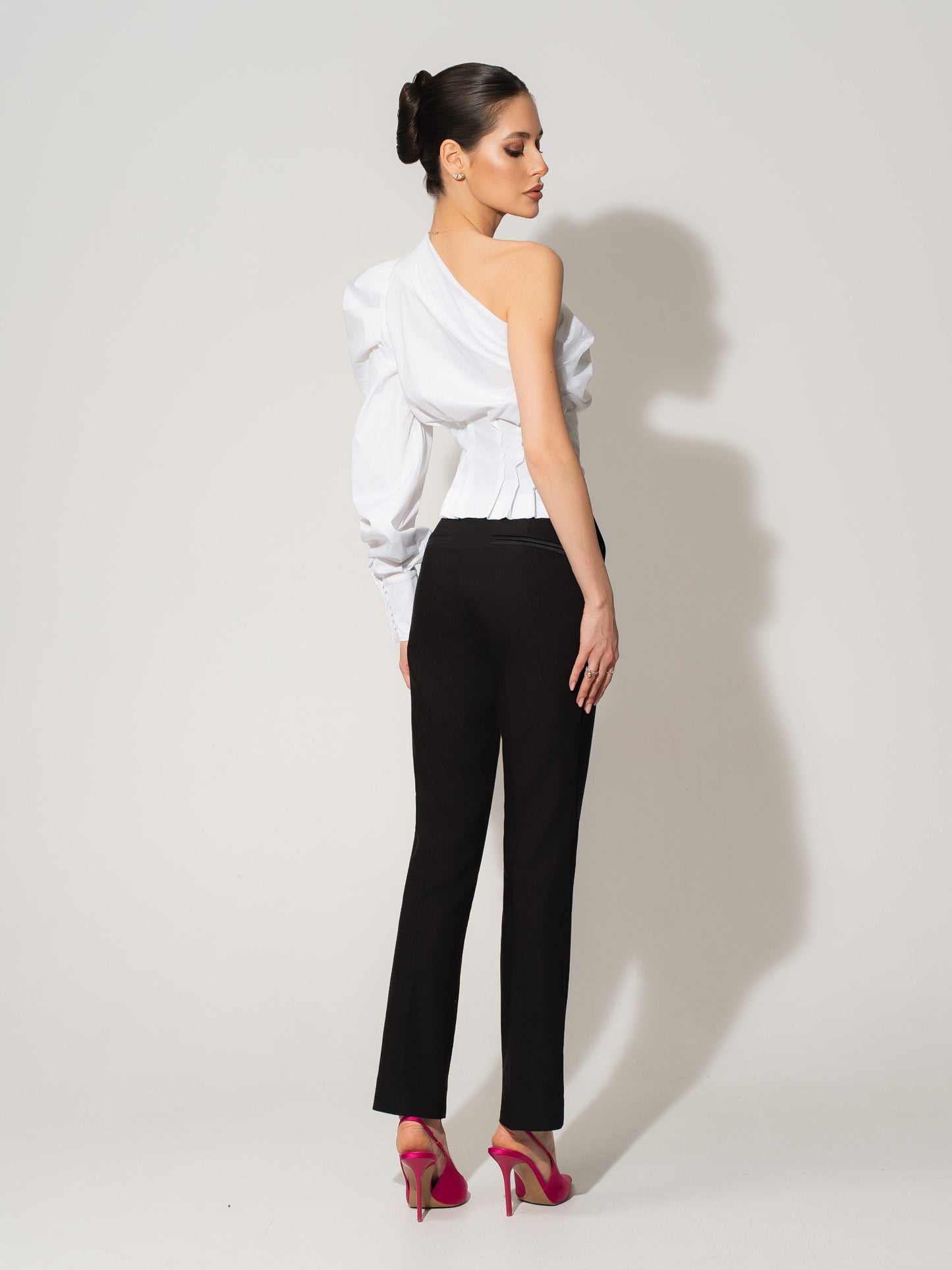 Double Identity One-Shoulder Poplin Shirt