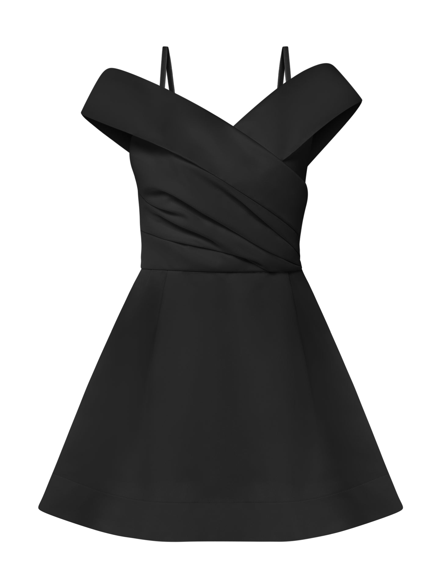 Easy to Love Flared Satin Mini Dress - Black