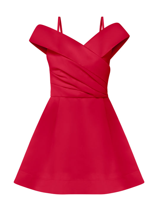 Easy to Love Flared Satin Mini Dress - Red