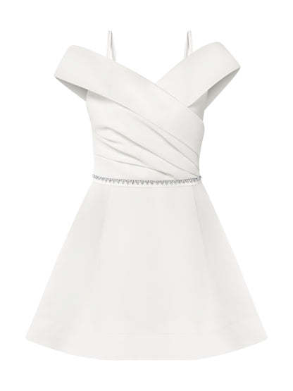 Easy to Love Crystal-Embellished Mini Dress - Pearl White