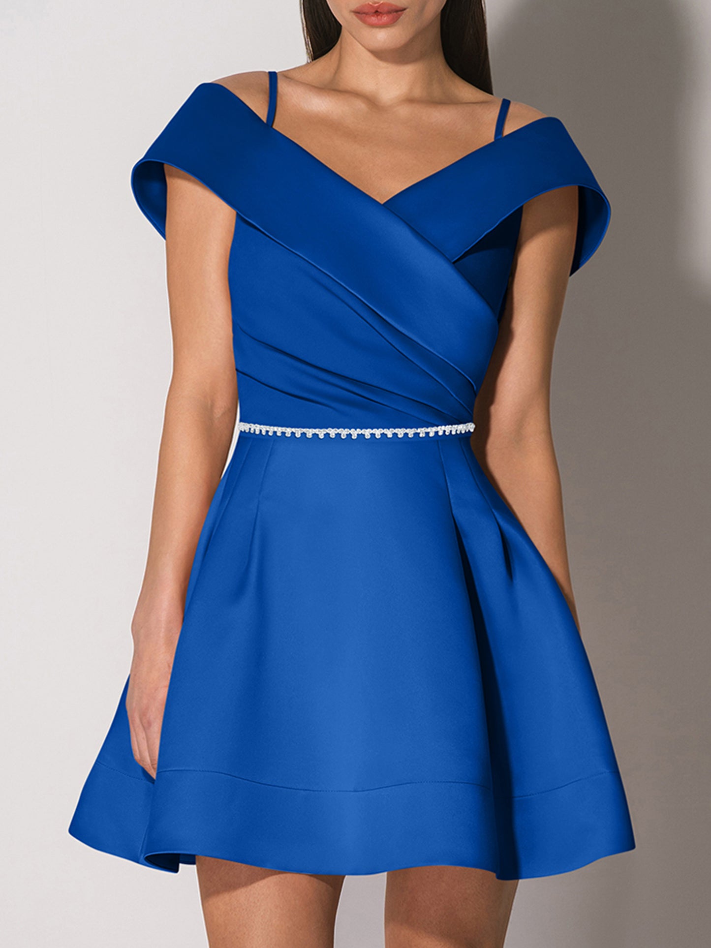 Easy to Love Flared Satin Mini Dress - Azure Blue