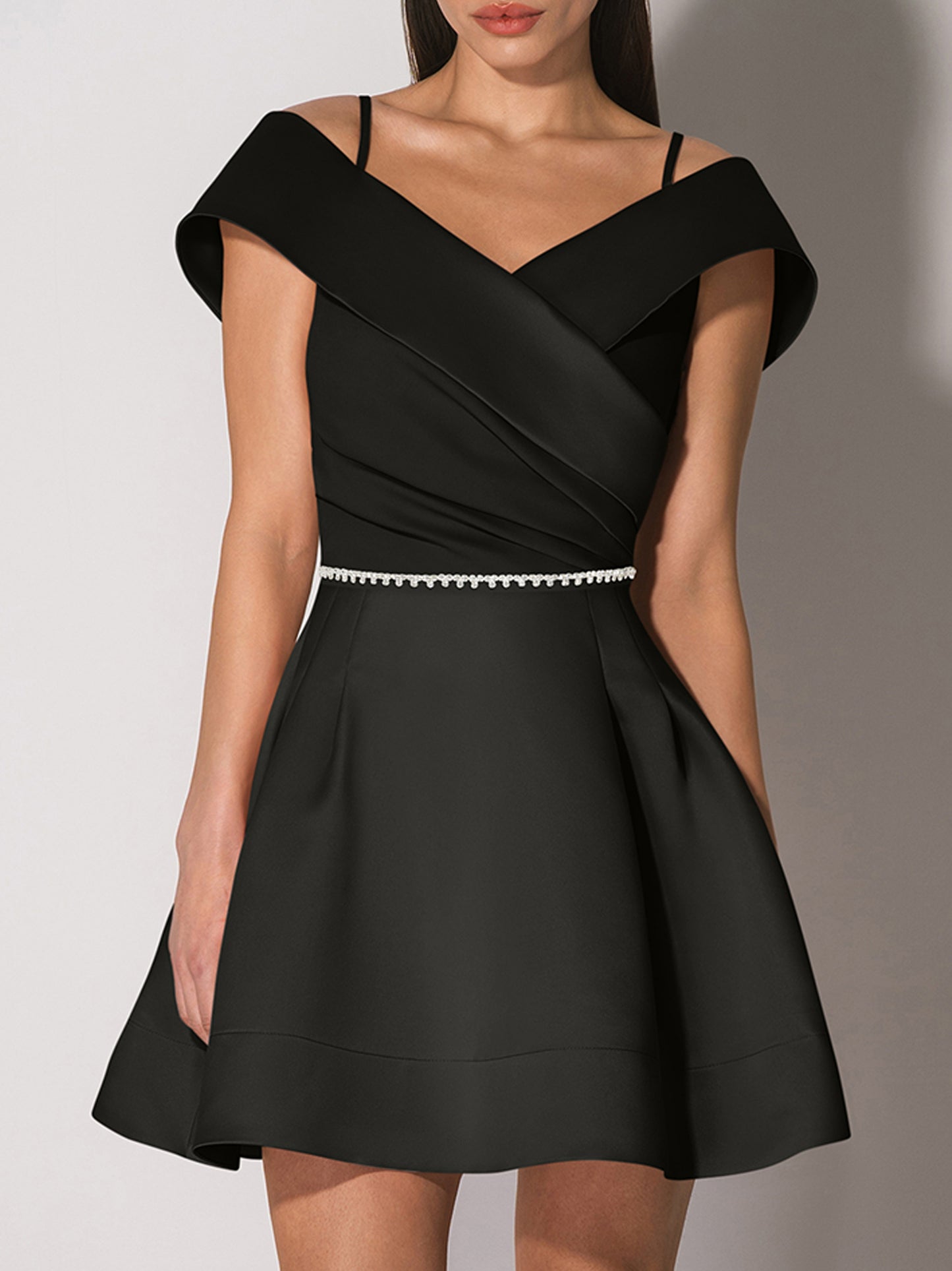 Easy to Love Flared Satin Mini Dress - Black