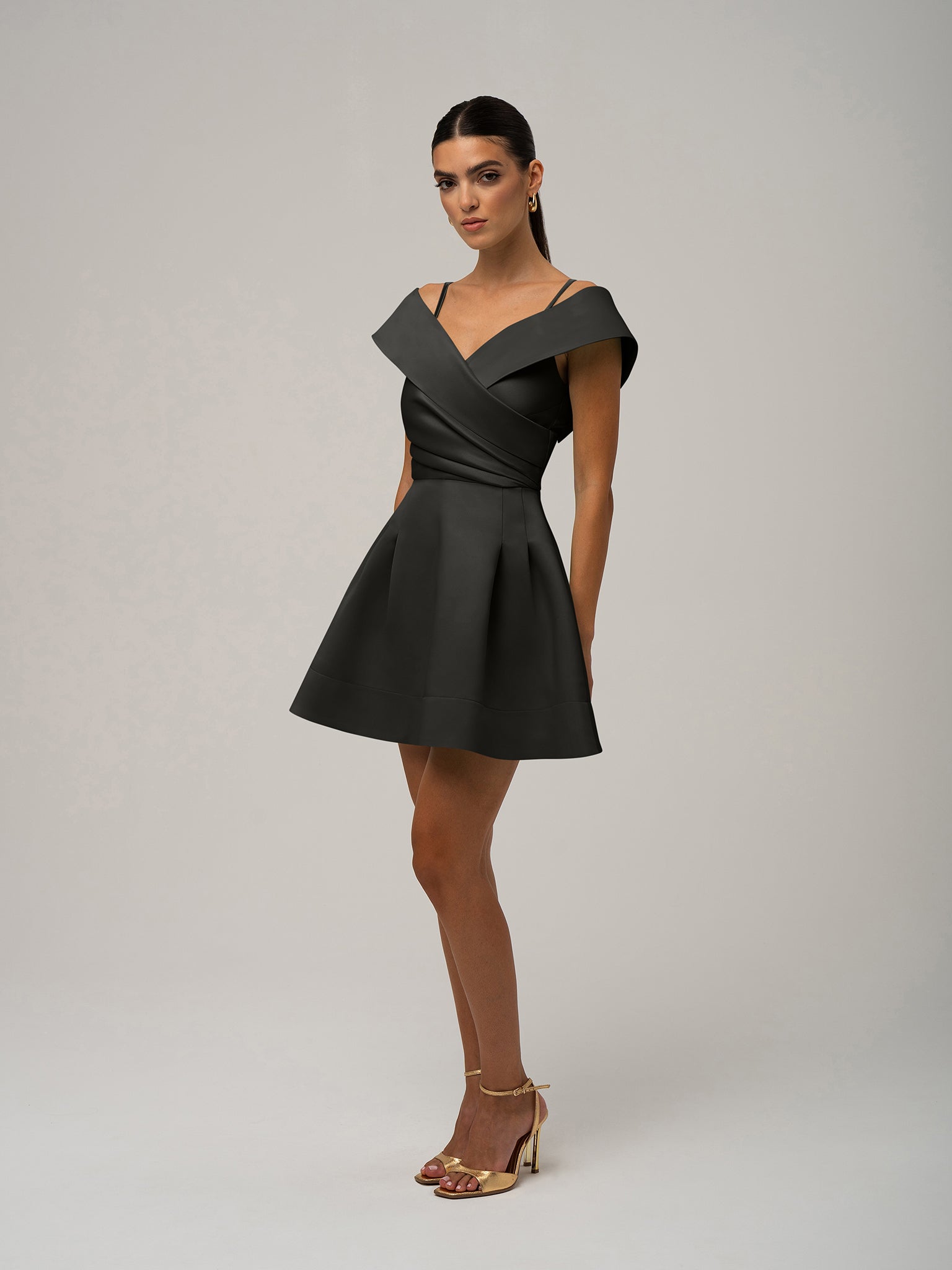 Easy to Love Flared Satin Mini Dress - Black by Tia Dorraine Women's Luxury Fashion Designer Clothing Brand