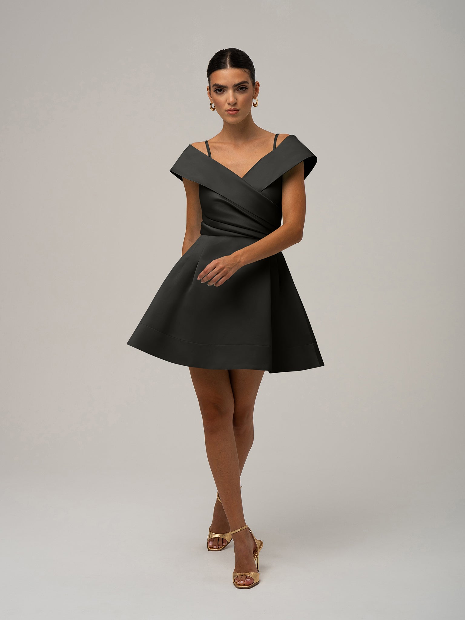 Easy to Love Flared Satin Mini Dress - Black by Tia Dorraine Women's Luxury Fashion Designer Clothing Brand