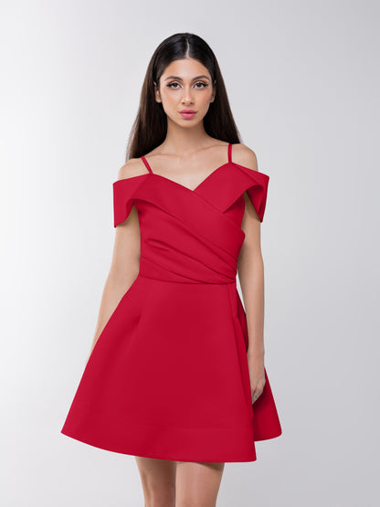 Easy to Love Flared Satin Mini Dress - Red