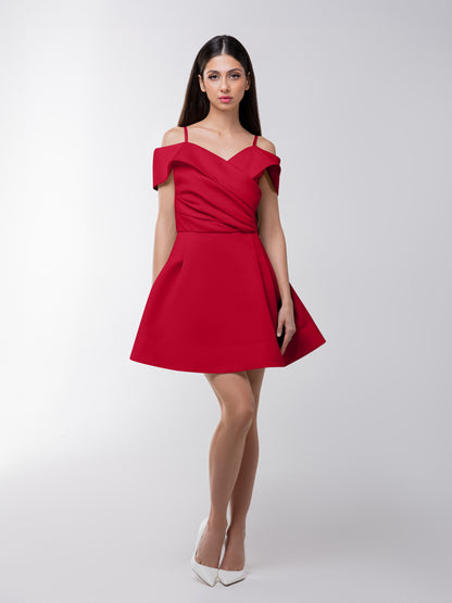 Easy to Love Flared Satin Mini Dress - Red