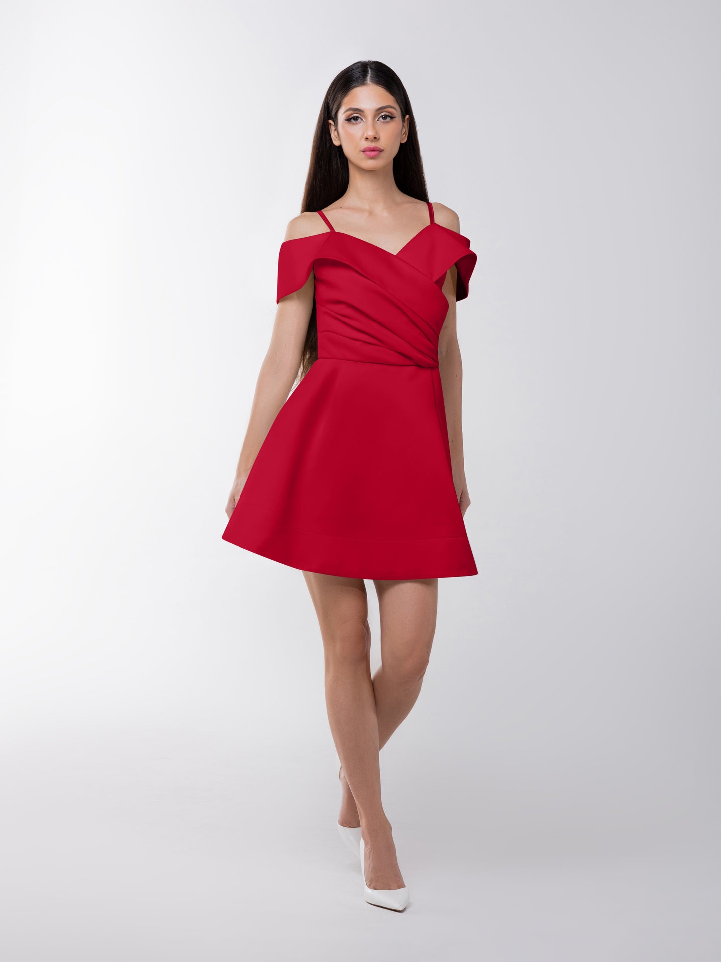 Easy to Love Flared Satin Mini Dress - Red