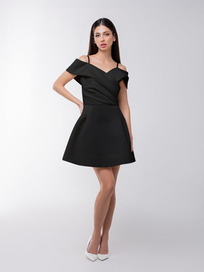 Easy to Love Flared Satin Mini Dress - Black