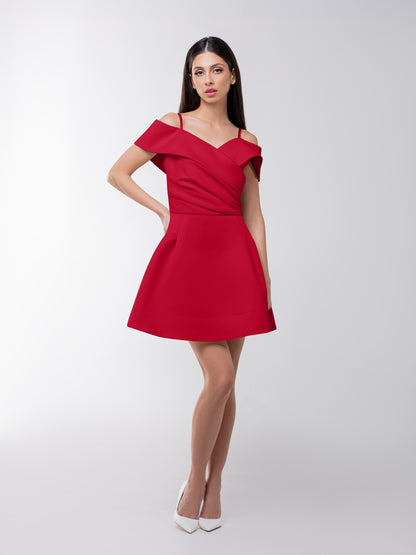 Easy to Love Flared Satin Mini Dress - Red