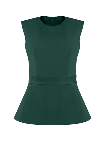 Emerald Dream Sleeveless Waist-Fitted Top by Tia Dorraine Women's Luxury Fashion Designer Clothing Brand