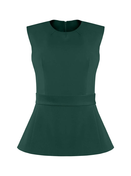 Emerald Dream Sleeveless Waist-Fitted Top by Tia Dorraine Women's Luxury Fashion Designer Clothing Brand