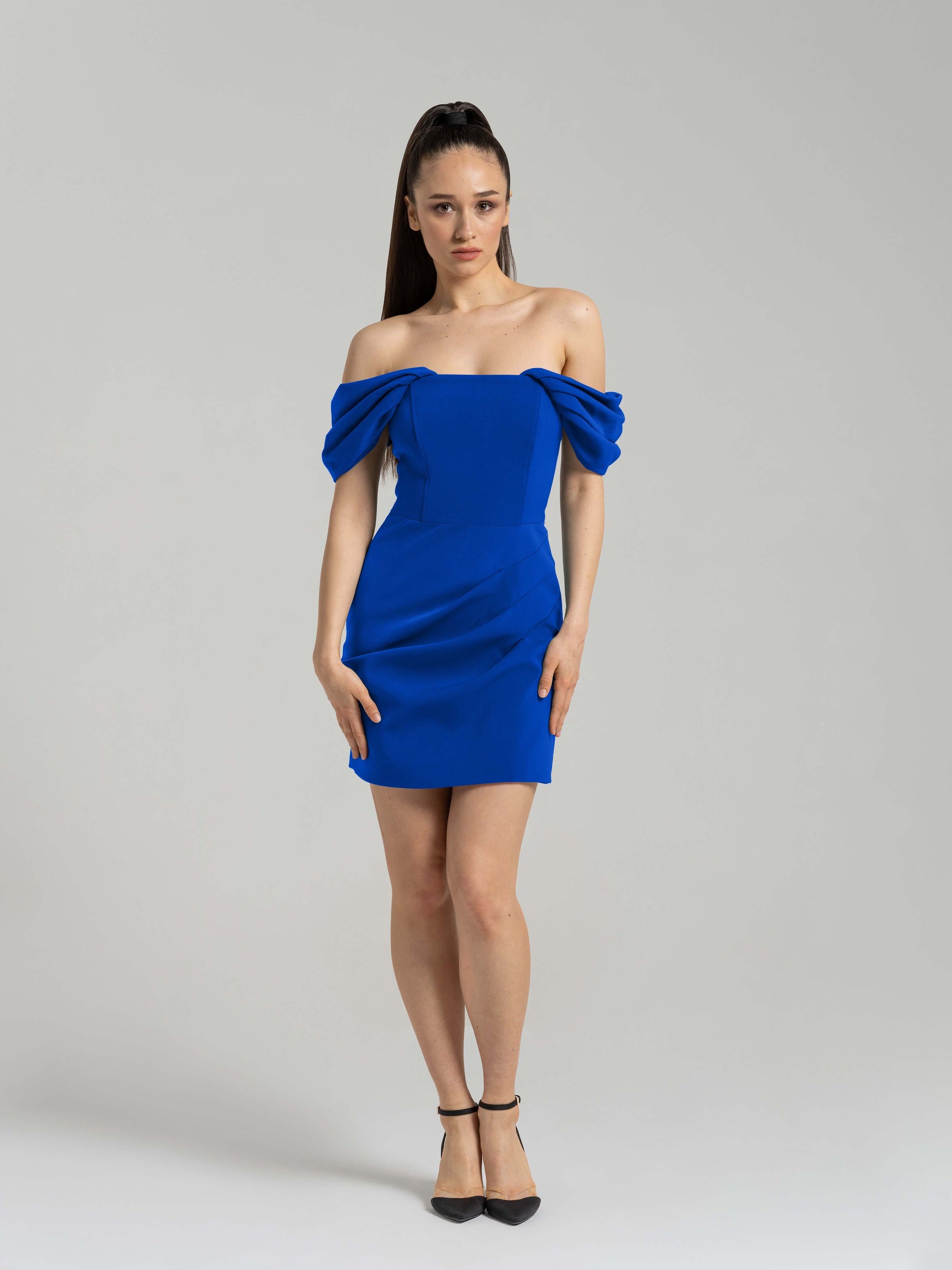 Evoking Glamour Mini Dress - Azure Blue by Tia Dorraine Women's Luxury Fashion Designer Clothing Brand