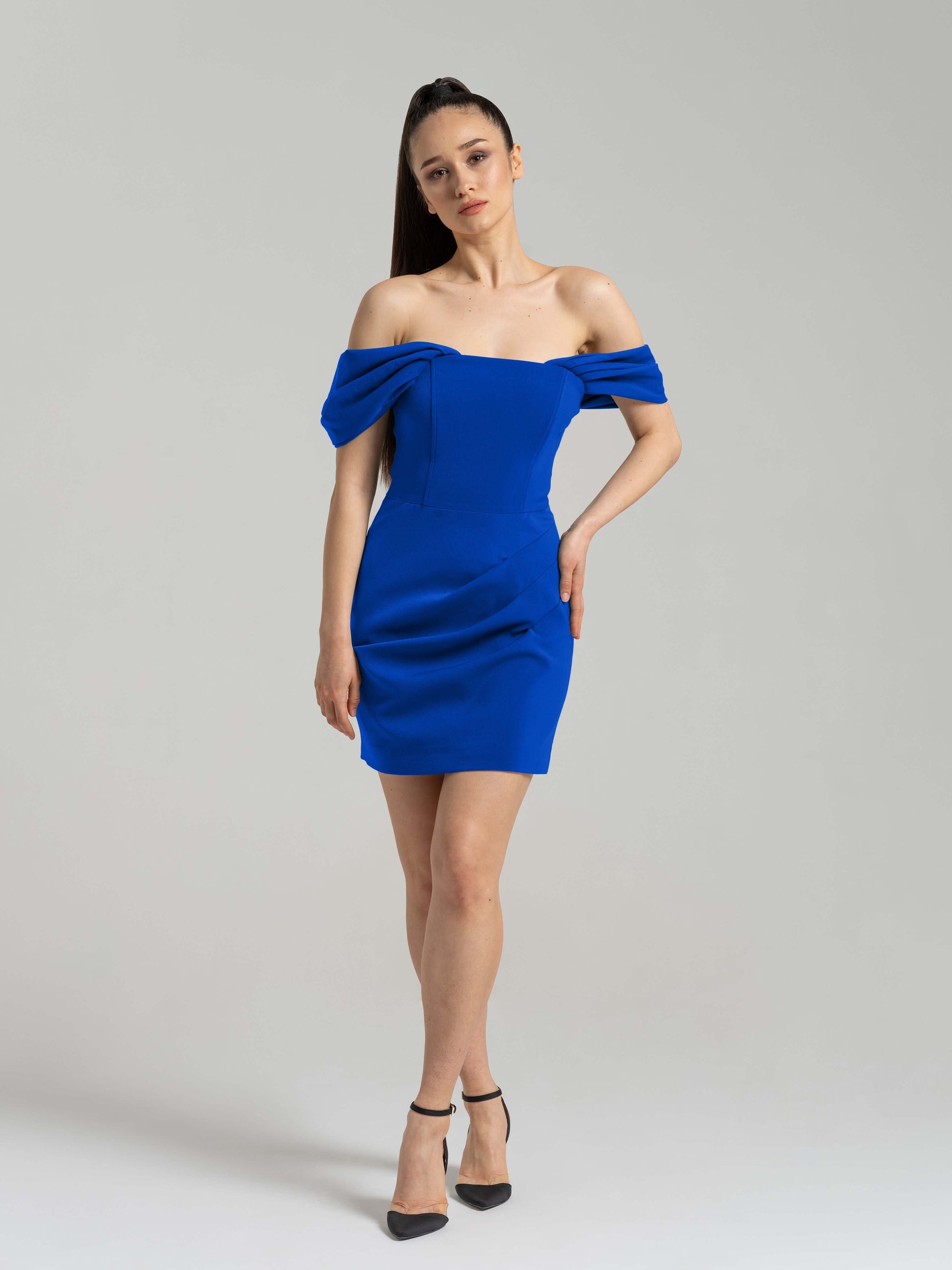 Evoking Glamour Mini Dress - Azure Blue by Tia Dorraine Women's Luxury Fashion Designer Clothing Brand