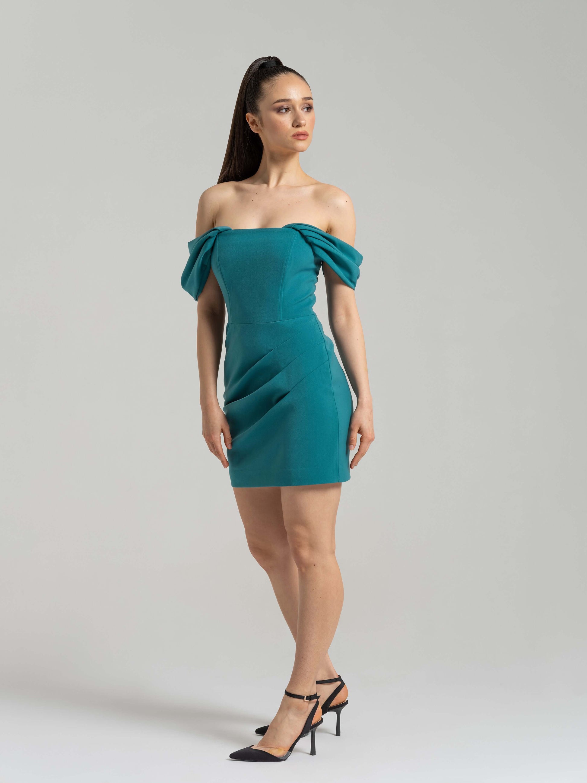 Evoking Glamour Mini Dress - Turquoise by Tia Dorraine Women's Luxury Fashion Designer Clothing Brand