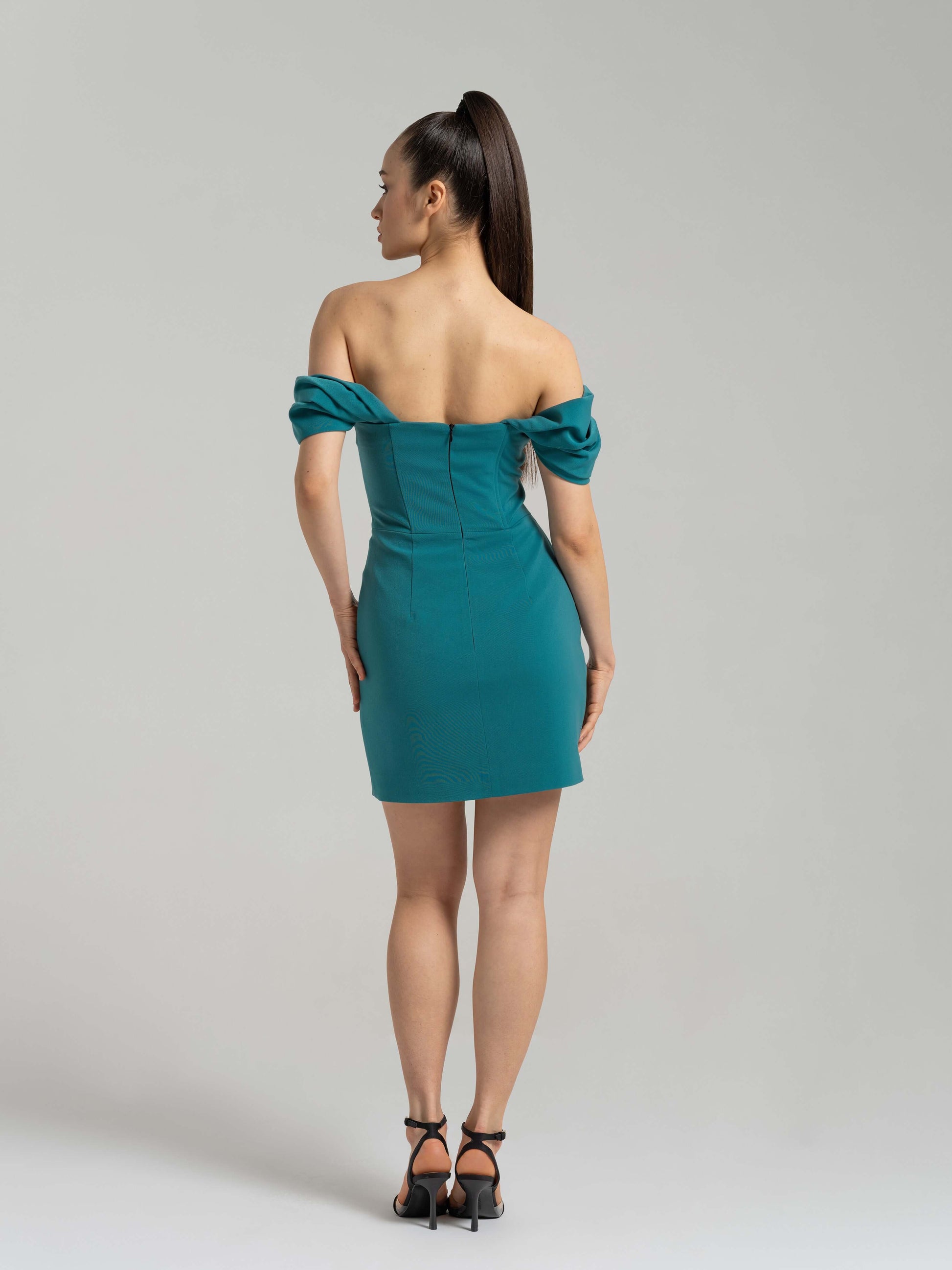 Evoking Glamour Mini Dress - Turquoise by Tia Dorraine Women's Luxury Fashion Designer Clothing Brand