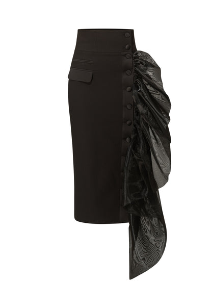 Femme Fatale Midi Skirt with Organza Details