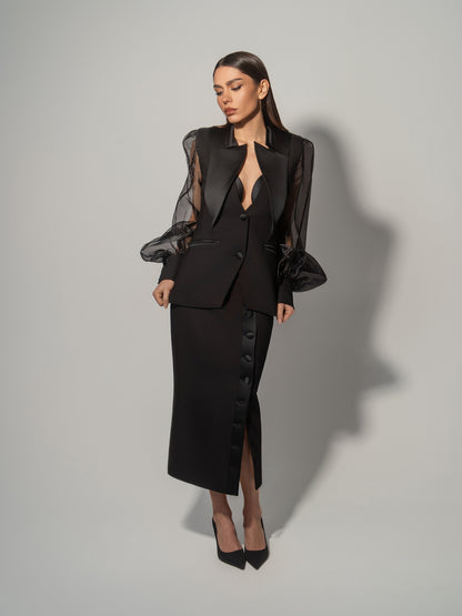 Femme Fatale Tailored Blazer With Organza Sleeves