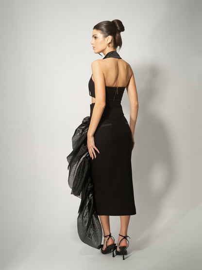 Femme Fatale Midi Skirt with Removable Organza