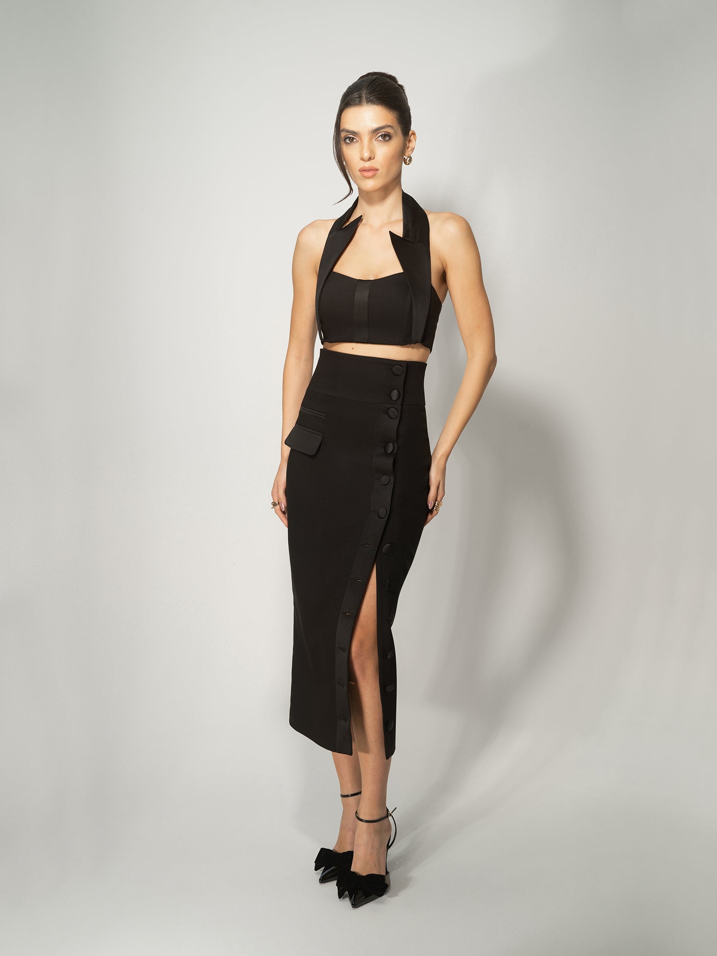 Femme Fatale Midi Skirt with Removable Organza