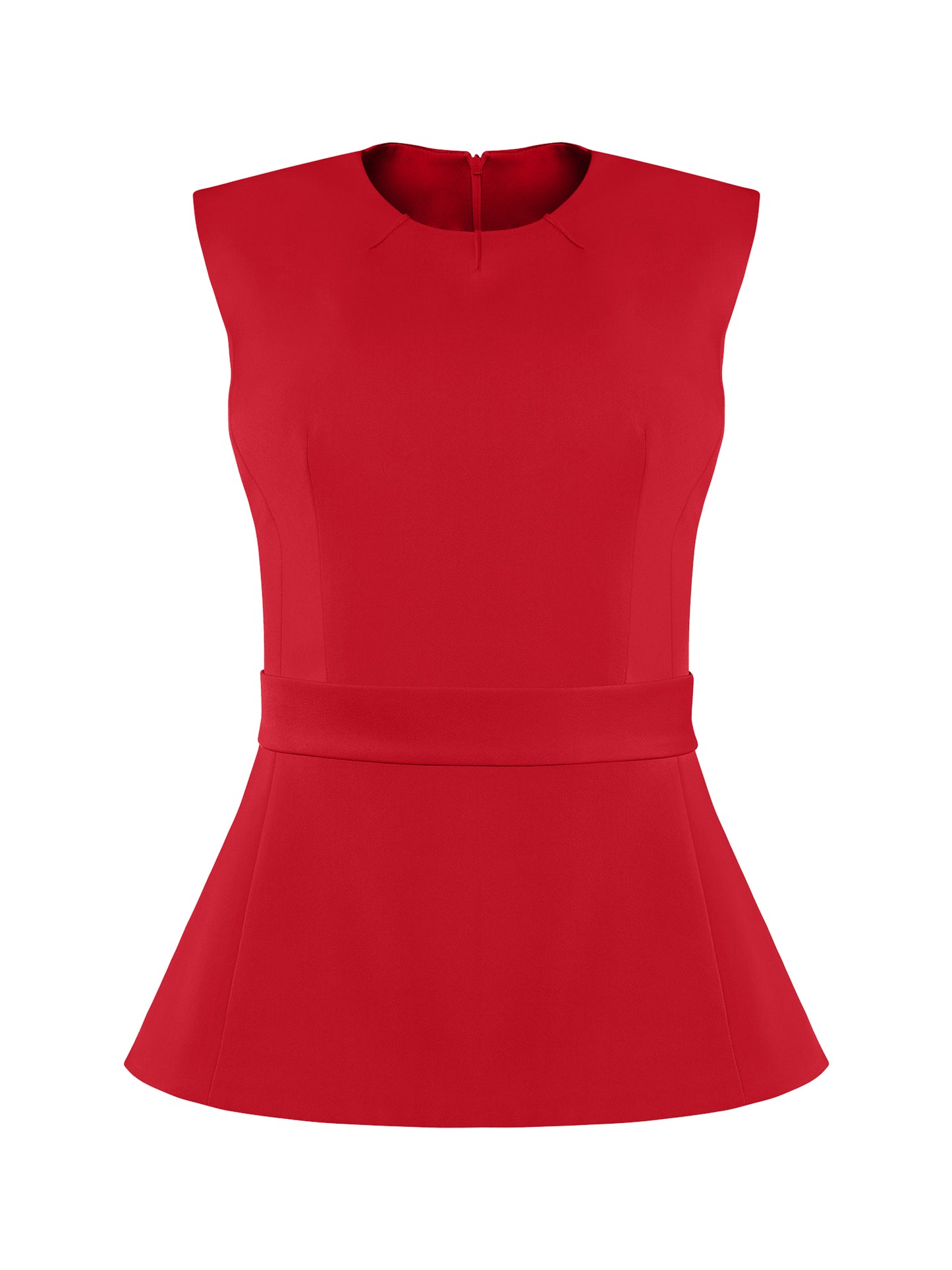 Fierce Red Sleeveless Waist-Fitted Top by Tia Dorraine Women's Luxury Fashion Designer Clothing Brand