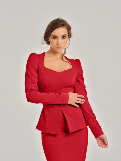 Fierce Red Sweetheart Blouse by Tia Dorraine Women's Luxury Fashion Designer Clothing Brand