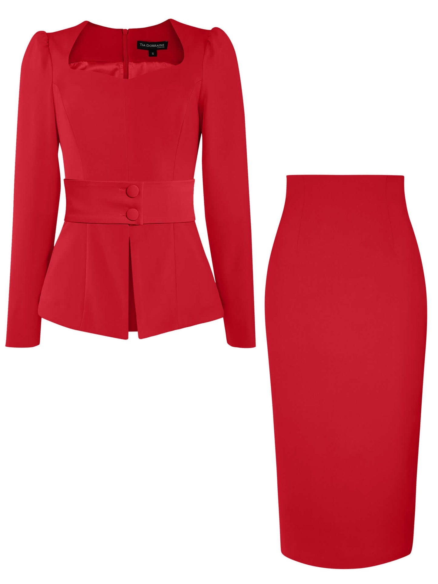 Fierce Red Two-Piece Set by Tia Dorraine Women's Luxury Fashion Designer Clothing Brand