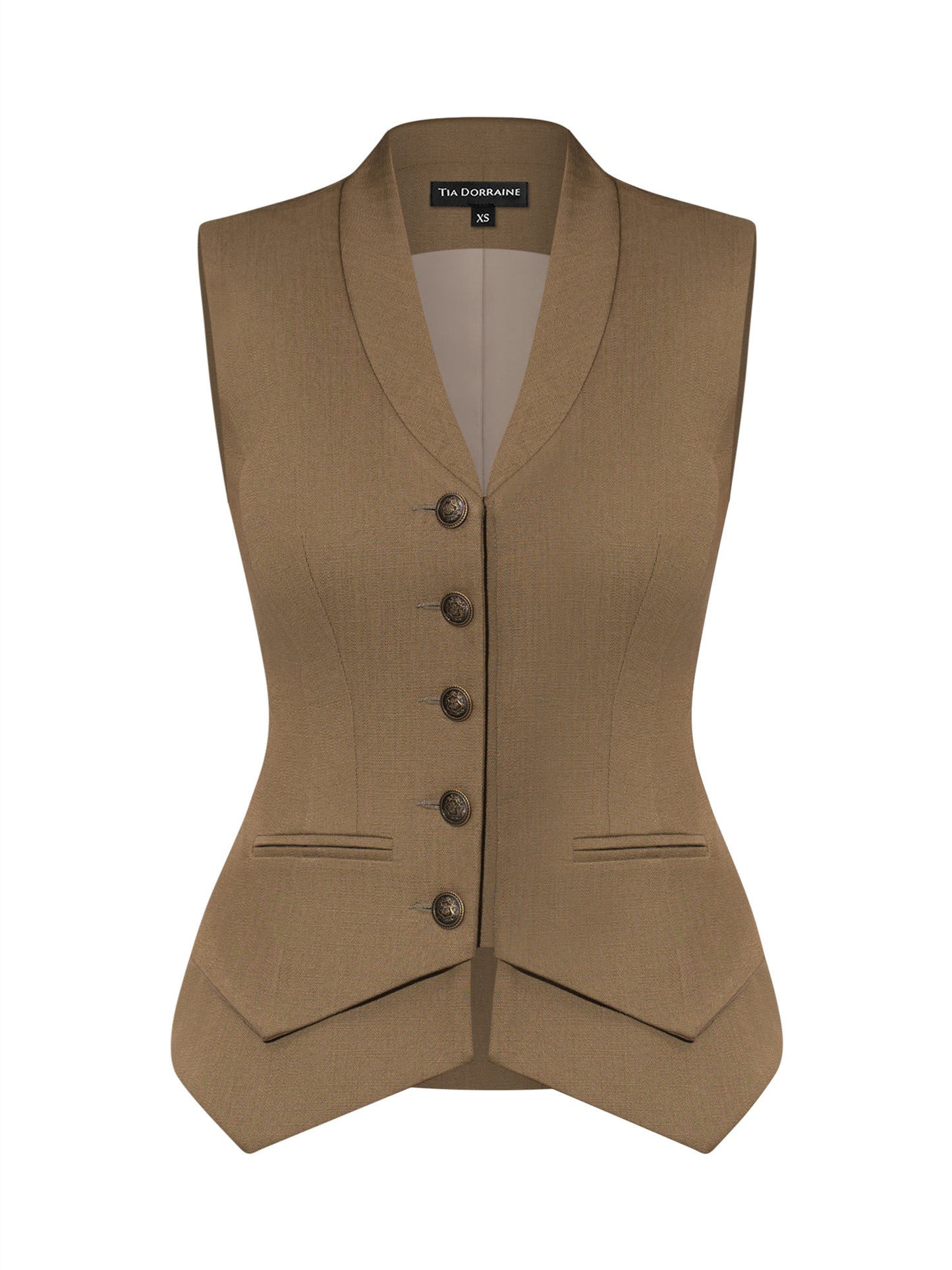 Fitted Single-Breasted Waistcoat in Linen - Green