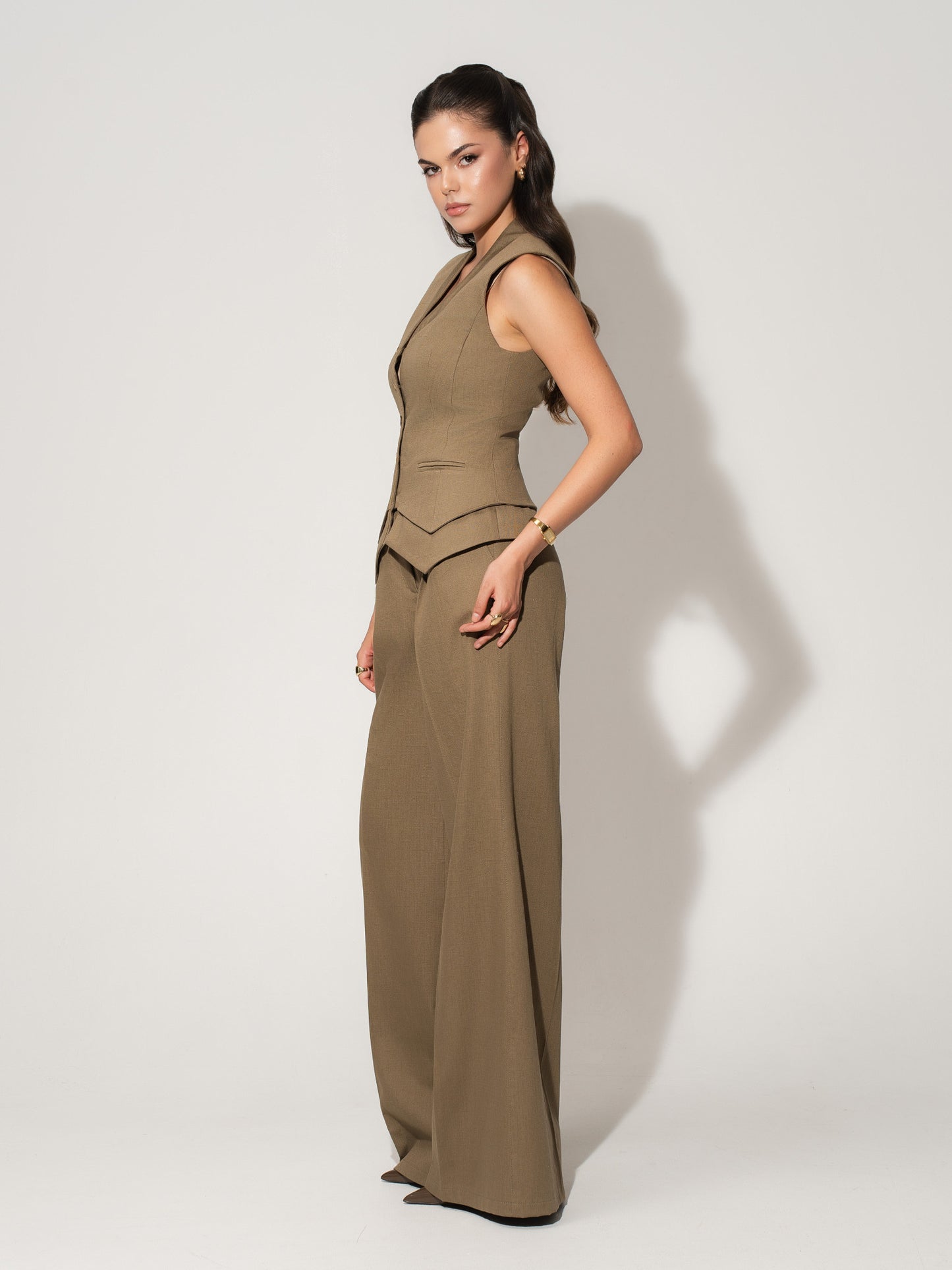 Fitted Waistcoat & Trousers Linen Set - Green