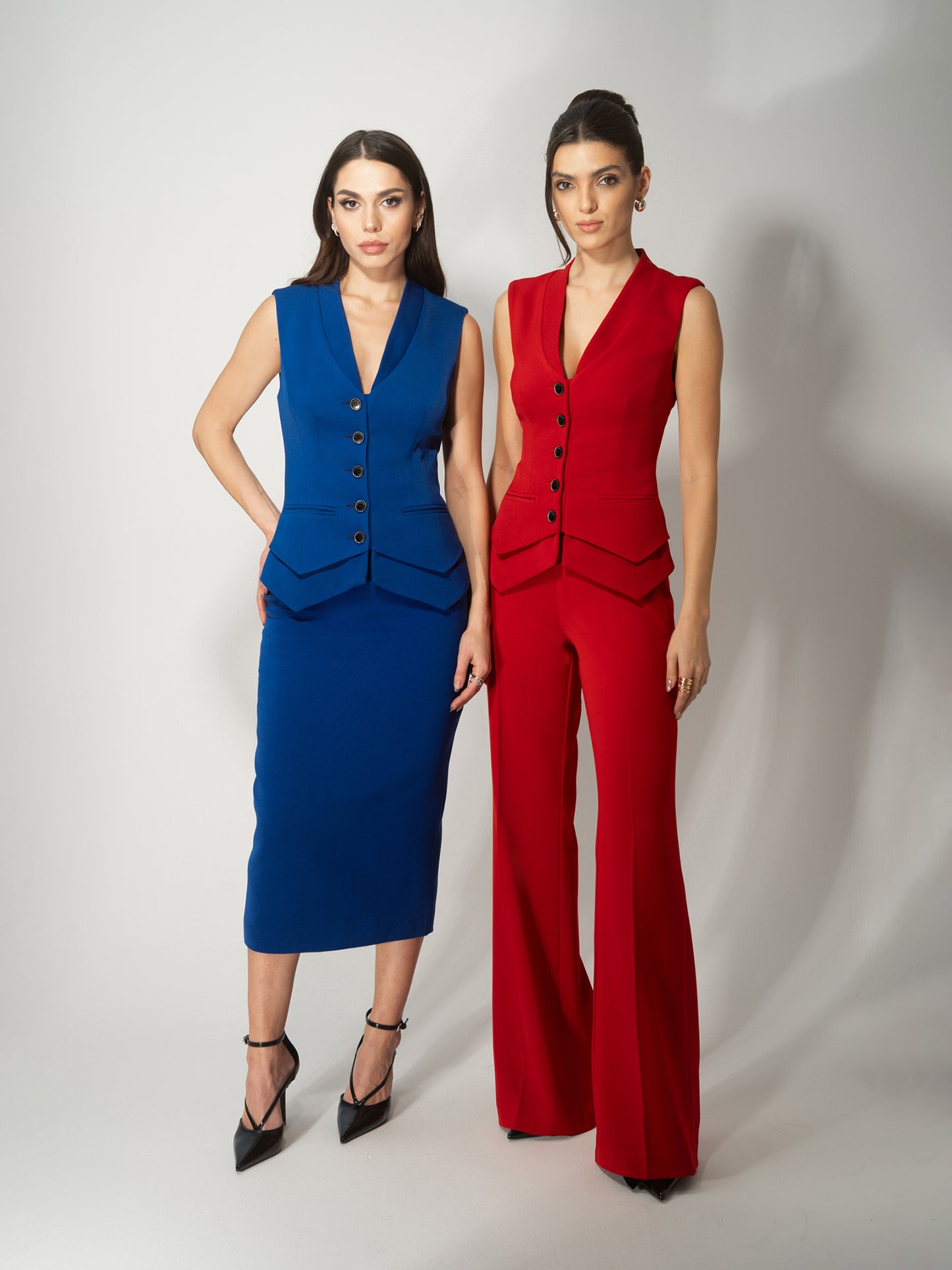 Fitted Waistcoat & Trousers Set - Fierce Red by Tia Dorraine Women's Luxury Fashion Designer Clothing Brand