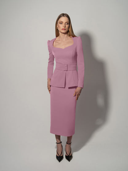 Fitted Blouse & Pencil Skirt Set - Cotton Candy