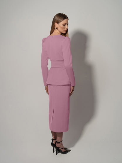 Fitted Blouse & Pencil Skirt Set - Cotton Candy