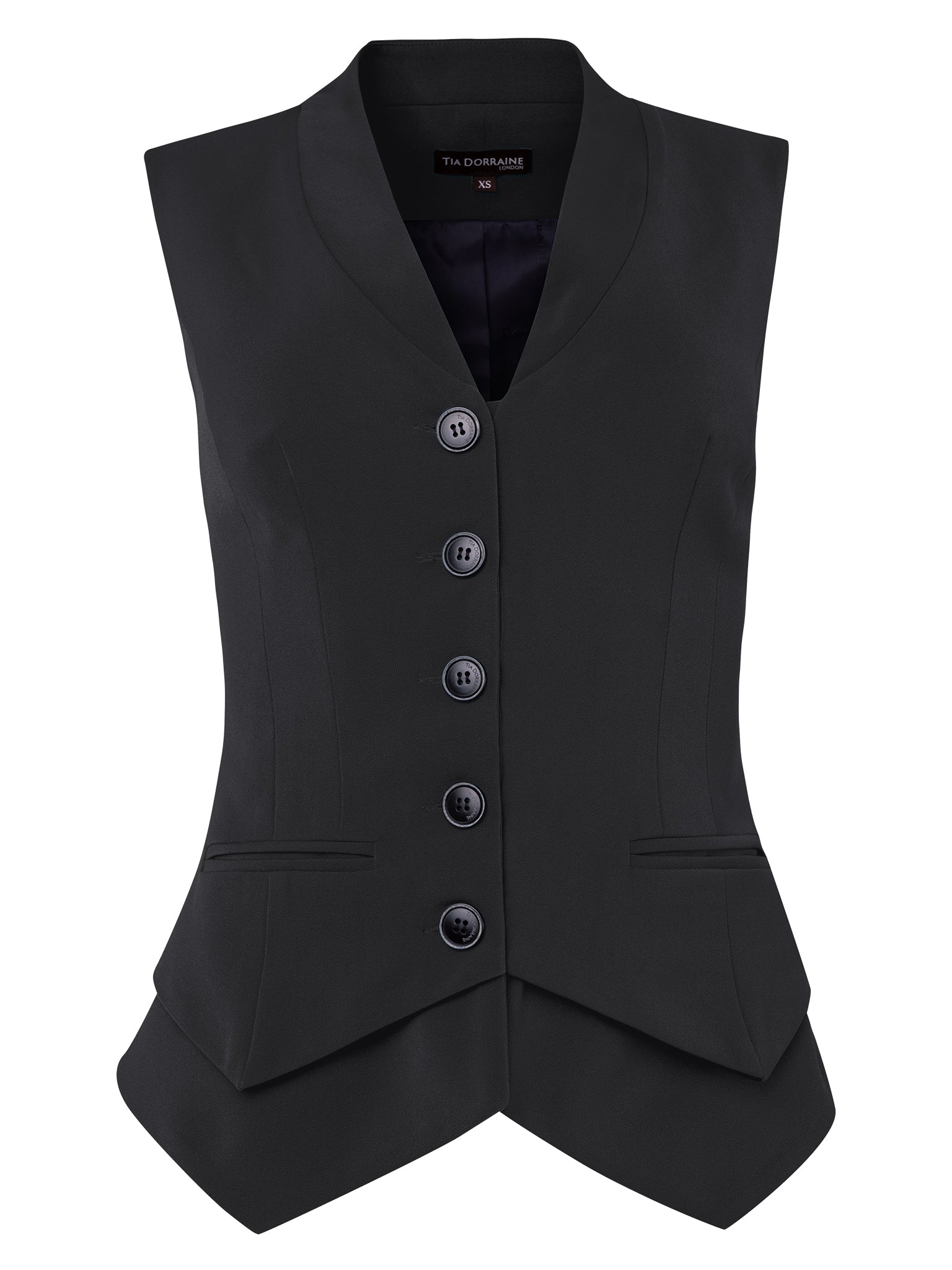 Fitted Single-Breasted Waistcoat - Black by Tia Dorraine Women's Luxury Fashion Designer Clothing Brand