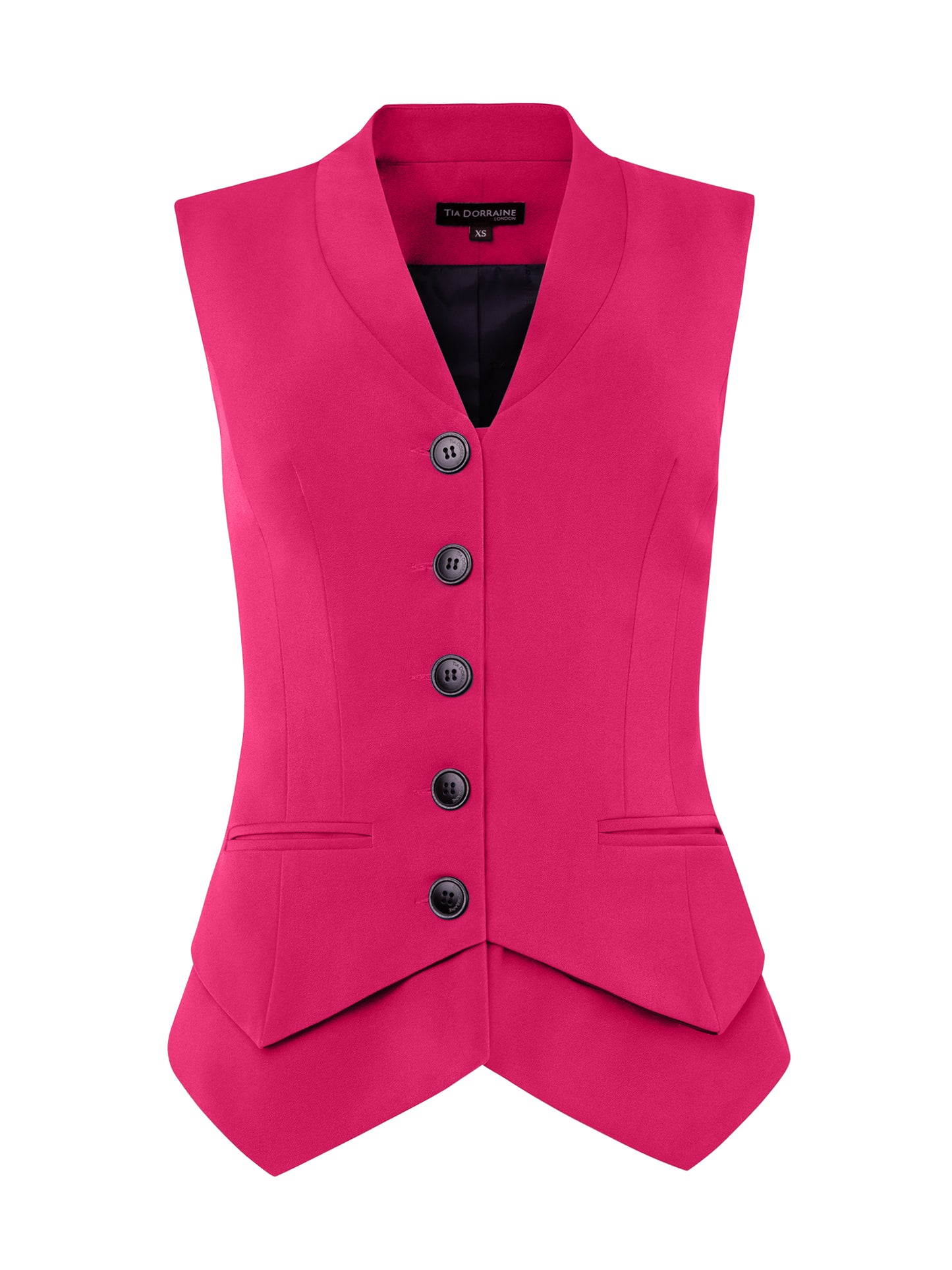 Fitted Single-Breasted Waistcoat - Hot Pink by Tia Dorraine Women's Luxury Fashion Designer Clothing Brand