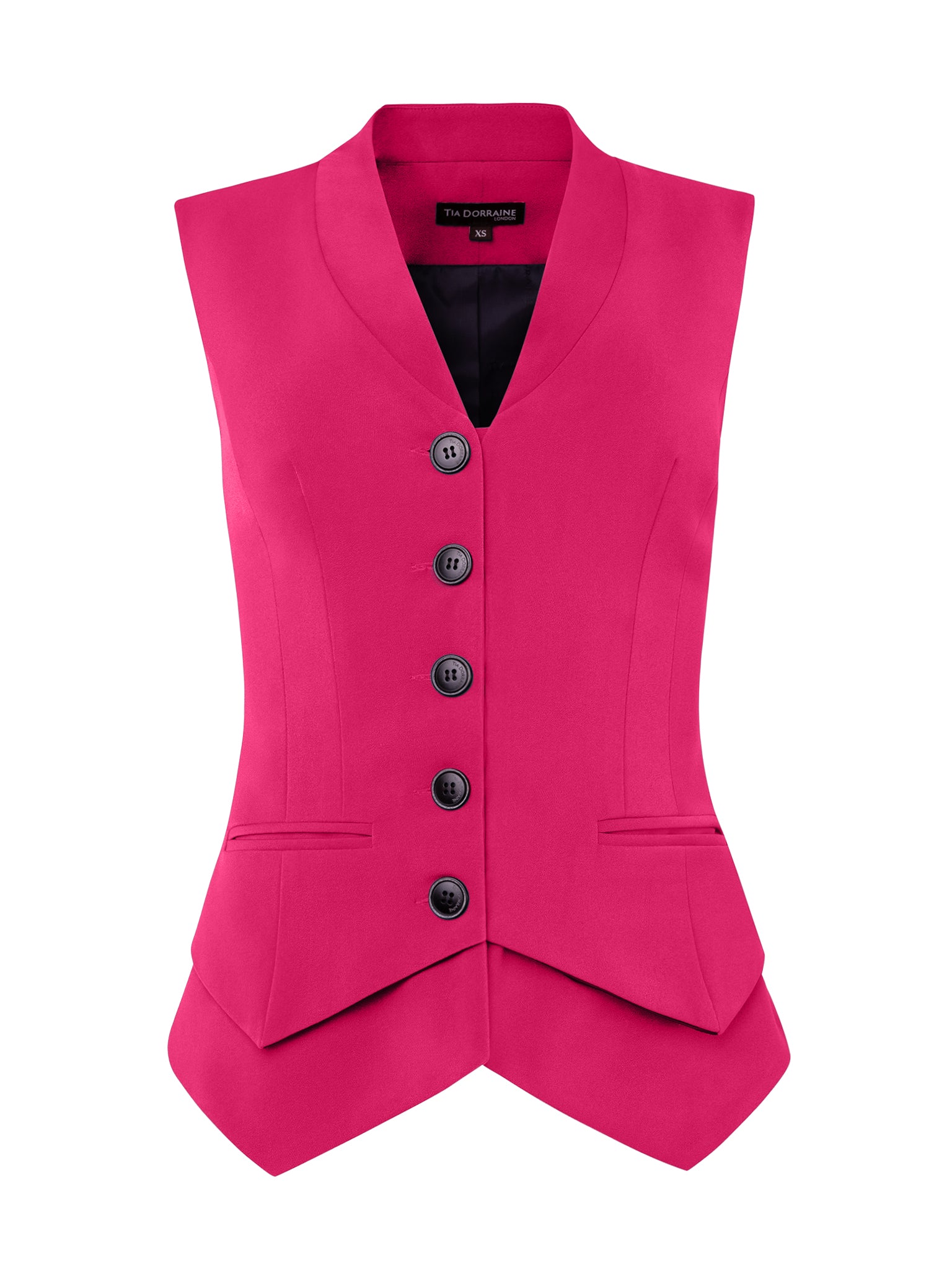 Fitted Single-Breasted Waistcoat - Hot Pink by Tia Dorraine Women's Luxury Fashion Designer Clothing Brand