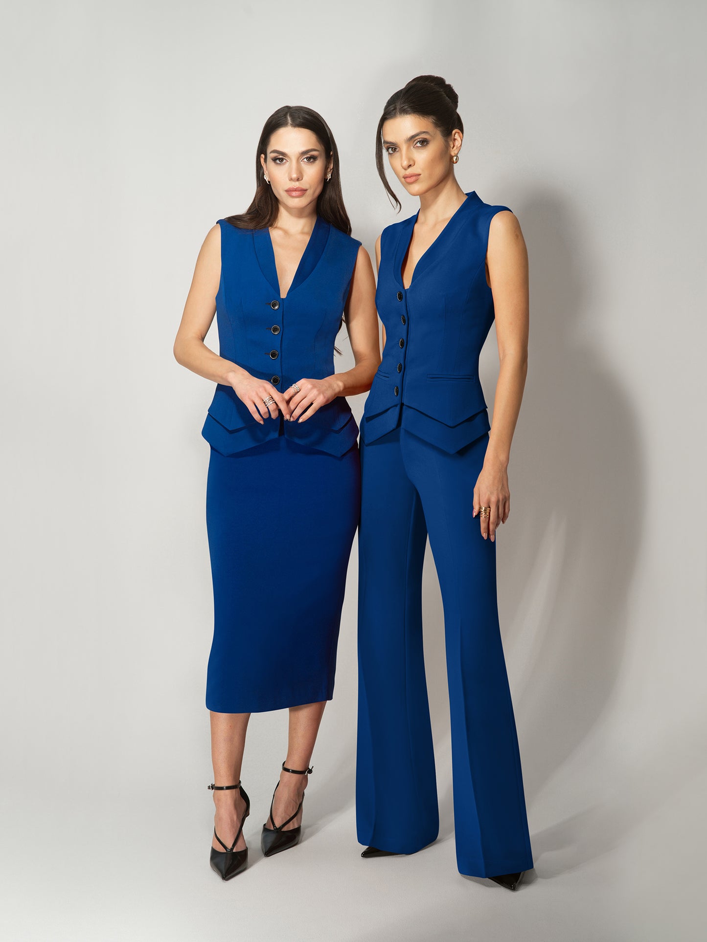 Fitted Waistcoat & Skirt Set - Royal Azure by Tia Dorraine Women's Luxury Fashion Designer Clothing Brand