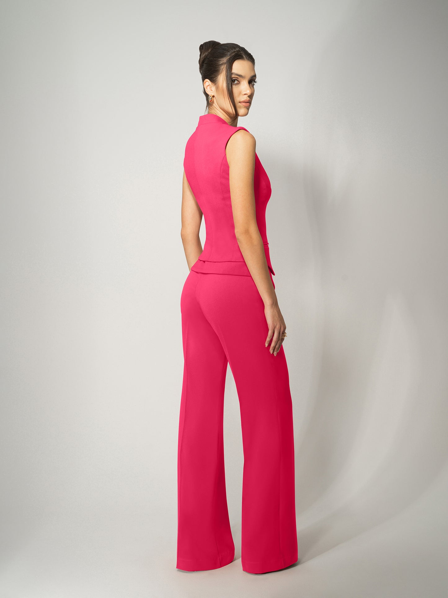 Fitted Waistcoat & Trousers Set - Hot Pink by Tia Dorraine Women's Luxury Fashion Designer Clothing Brand