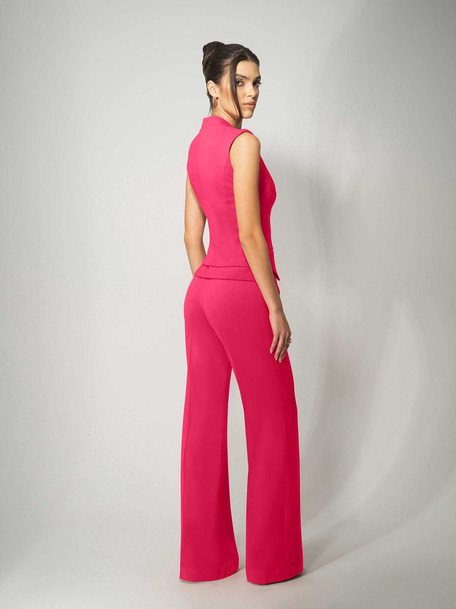 Fitted Waistcoat & Trousers Set - Hot Pink by Tia Dorraine Women's Luxury Fashion Designer Clothing Brand