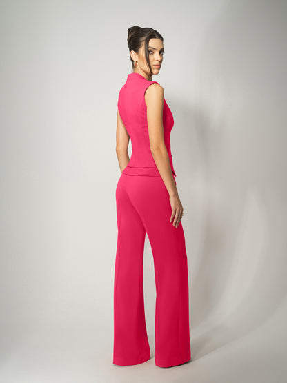 Fitted Waistcoat & Trousers Set - Hot Pink by Tia Dorraine Women's Luxury Fashion Designer Clothing Brand