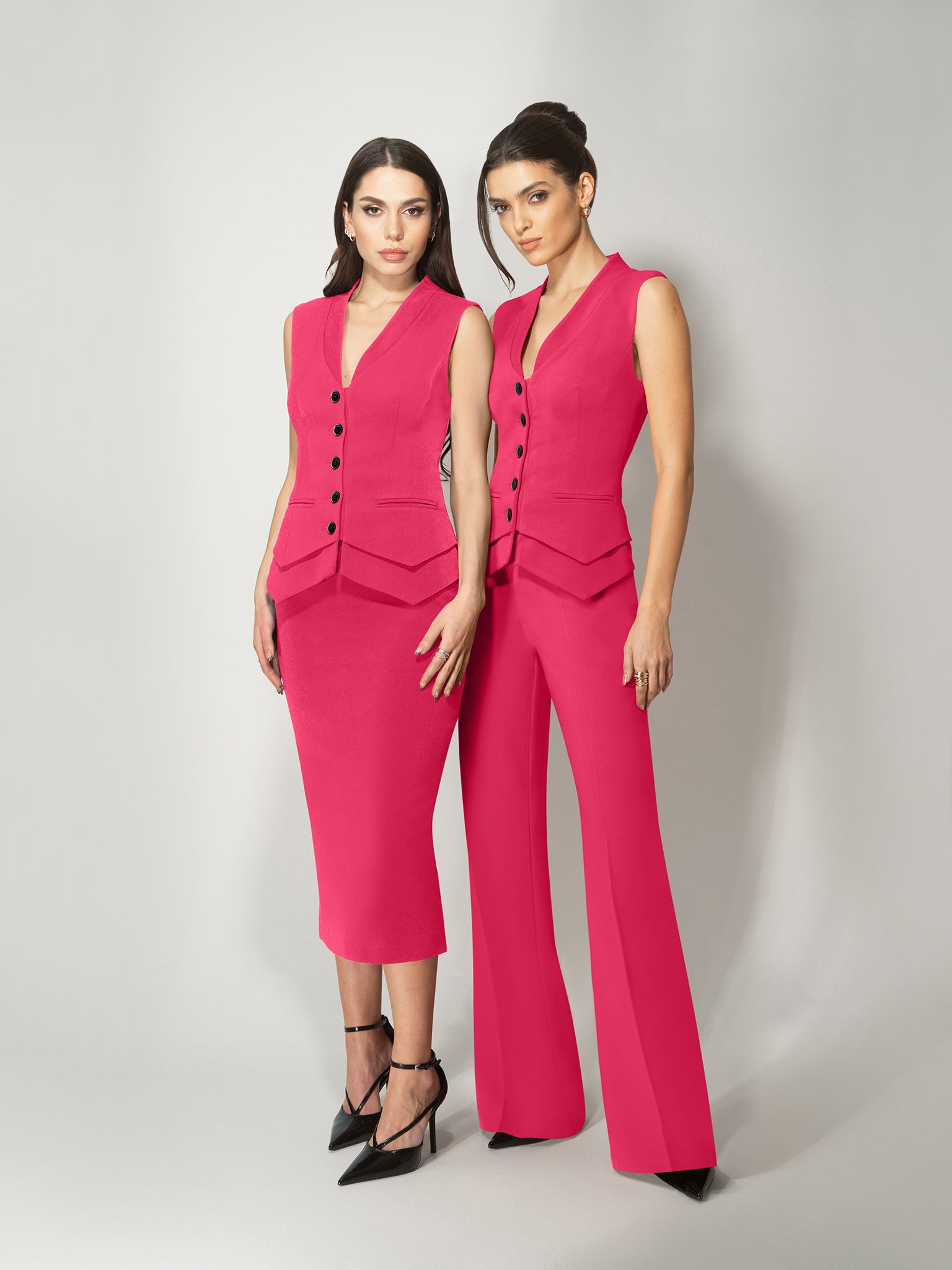 Fitted Waistcoat & Trousers Set - Hot Pink by Tia Dorraine Women's Luxury Fashion Designer Clothing Brand