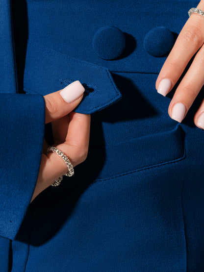 Flared Trousers With Adjustable Waist - Azure Blue