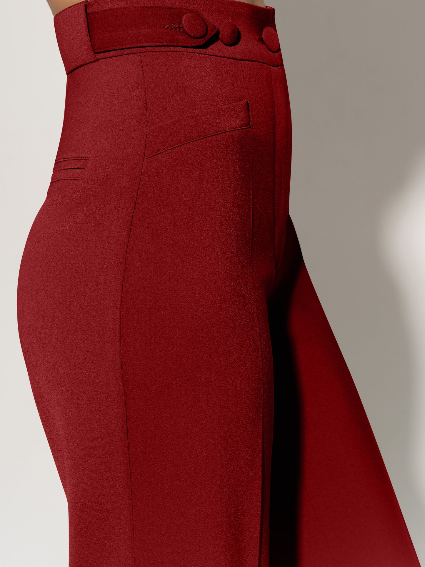 Flared Trousers With Adjustable Waist - Burgundy