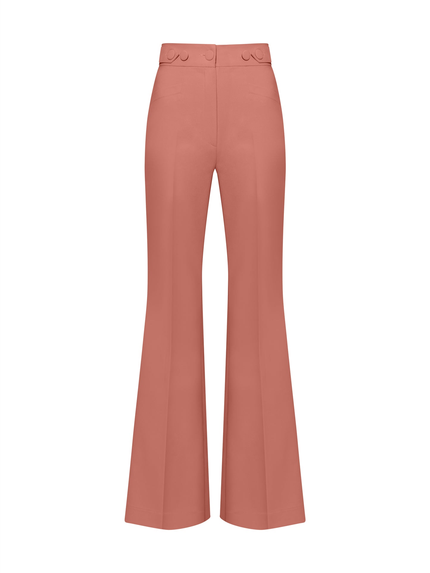 Flared Trousers With Adjustable Waist - Dusty Rose