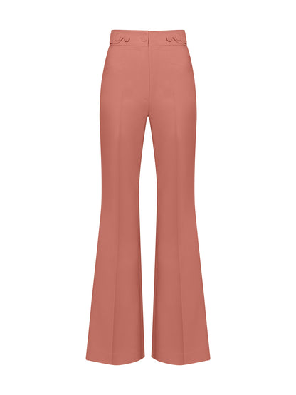 Flared Trousers With Adjustable Waist - Dusty Rose