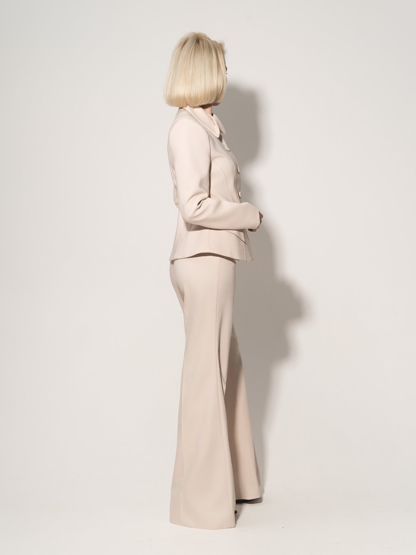 Flared Trousers With Adjustable Waist In Cotton - Beige